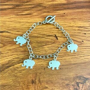 Silver Elephant Toggle Charm Bracelet